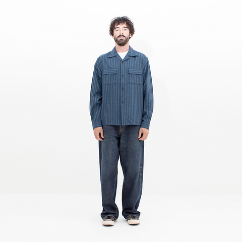 Visvim Keesey Shirt Stripes L/S Navy