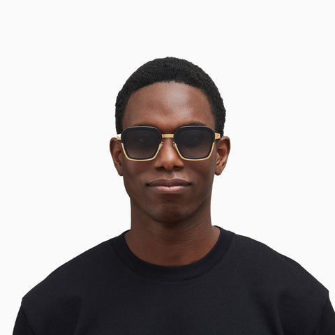 Mykita Misty A76 Glossy Gold / Milky Indigo - Raw Black Gradient