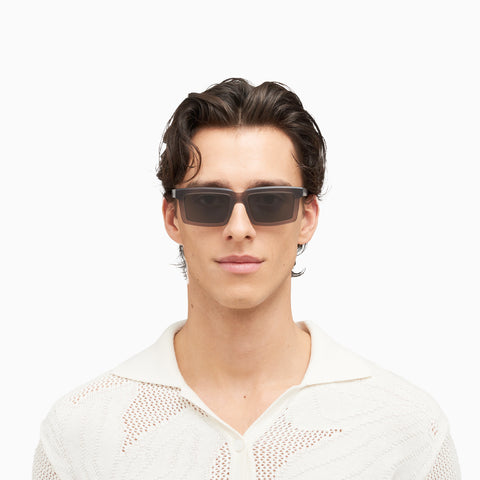 Mykita Dakar Chilled Raw Clear Ash / Silver - Dark Grey Solid