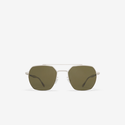 Mykita Arlo Shiny Silver Raw Green Solid