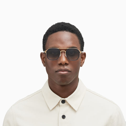 Mykita Leeland A76-Glossy Gold / Milky Indigo - Raw Black Gradient