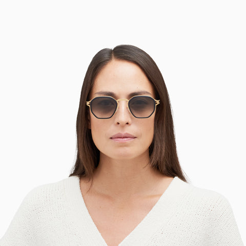 Mykita Gia A76-Glossy Gold / Milky Indigo - Raw Black Gradient