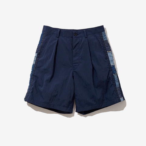 Kuon Salt Shrunk Nylon Shorts Boro Navy