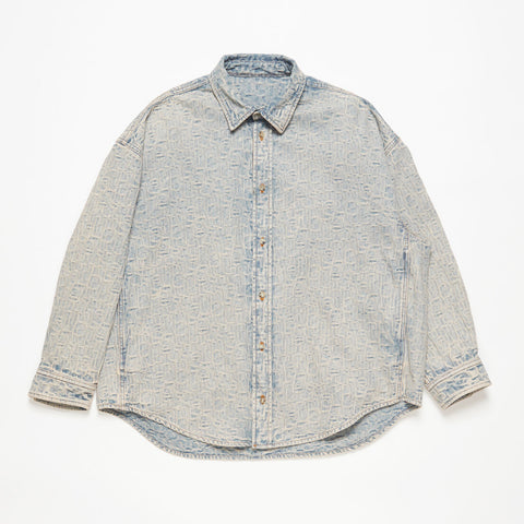 Acne Studios Monogram Denim Shirt Relaxed Fit Blue / Beige