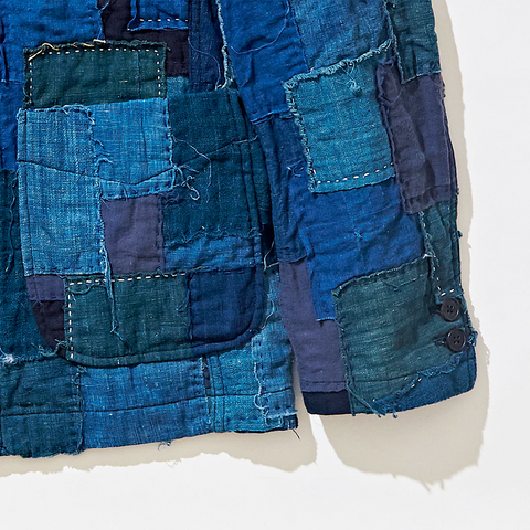 Kuon Vintage Boro Patchwork Blazer Navy