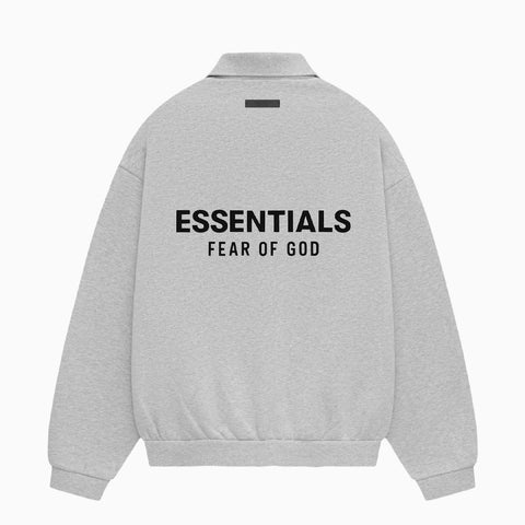 Fear of God Essentials Fleece Pique Long Sleeve Polo Light Heather Grey