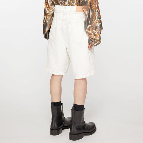 Acne Studios Loose Fit Denim Shorts Off White