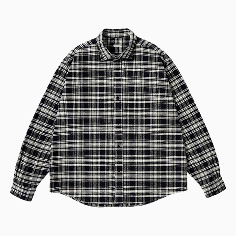 A.PRESSE Vintage Cotton Silk Nep Twill Check Shirts Navy