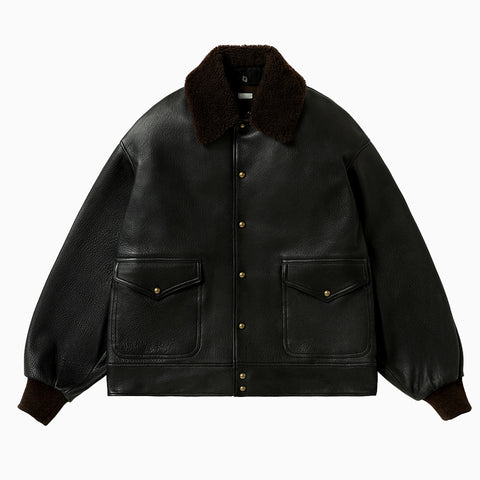 A.PRESSE Leather A-1 Flight Jacket Black