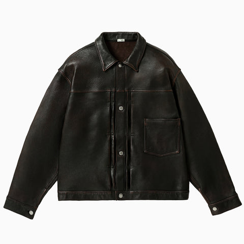 A.PRESSE Vintage Leather 1st Type Jacket Brown