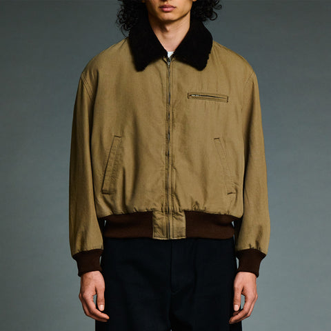 A.PRESSE Vintage Washed Wool Flight Jacket Beige