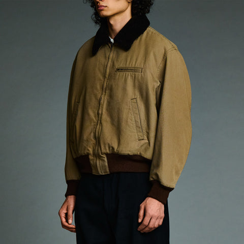 A.PRESSE Vintage Washed Wool Flight Jacket Beige