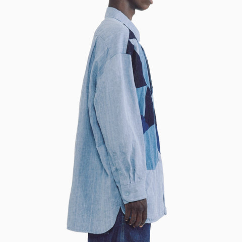 Casey/Casey Hamnet Flower Shirt Mix Fabric - Light Indigo