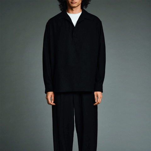 A.PRESSE Wool Skipper Shirt Black