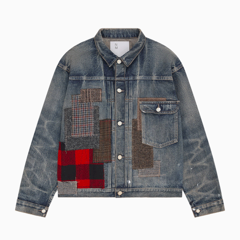 Junya Watanabe MAN x New Manual Patchwork Denim Jacket Washed Indigo