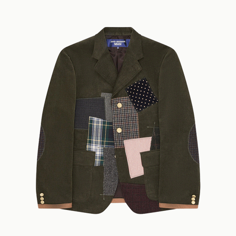 Junya Watanabe MAN Cotton Patchwork Tailored Jacket Khaki