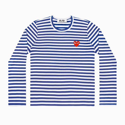 Comme des Garçons PLAY Striped Long Sleeve T-Shirt Blue