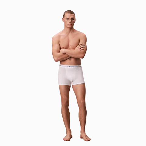 Calvin Klein 3 Pack Relaxed Trunks Icon Cotton Stretch White