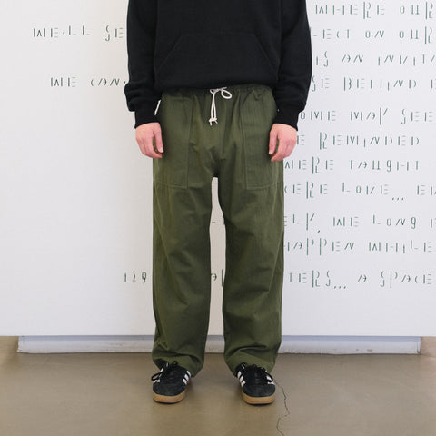 Comme des Garçons HOMME Elasticated Waist Herringbone Trousers Khaki