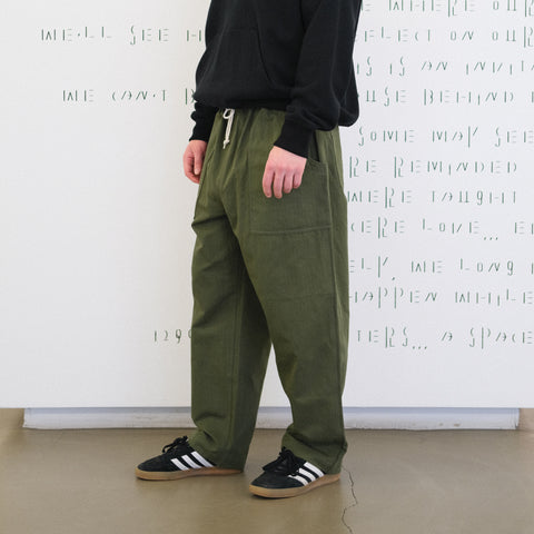 Comme des Garçons HOMME Elasticated Waist Herringbone Trousers Khaki