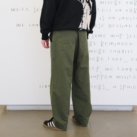 Comme des Garçons HOMME Elasticated Waist Herringbone Trousers Khaki