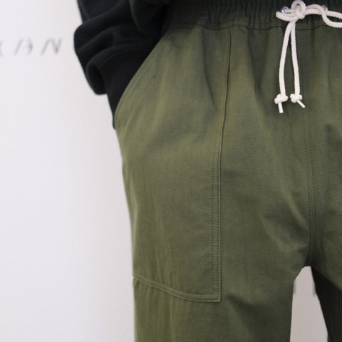 Comme des Garçons HOMME Elasticated Waist Herringbone Trousers Khaki