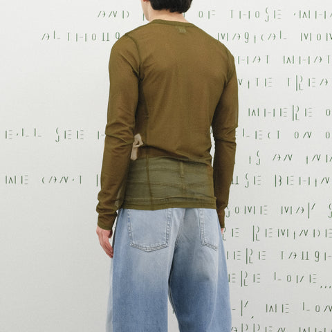 Acne Studios Long Sleeved T-Shirt Sprayed Logo Dark Khaki Green