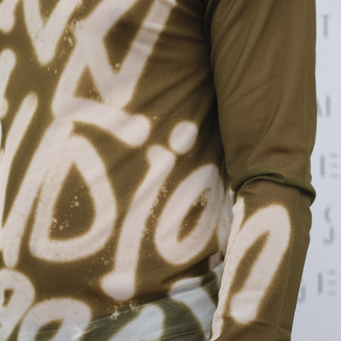 Acne Studios Long Sleeved T-Shirt Sprayed Logo Dark Khaki Green