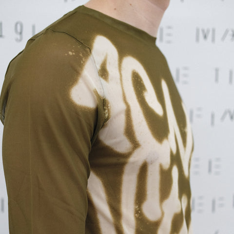 Acne Studios Long Sleeved T-Shirt Sprayed Logo Dark Khaki Green