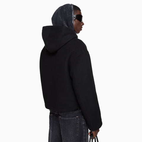 Acne Studios Hooded Jacket Wool Blend Black