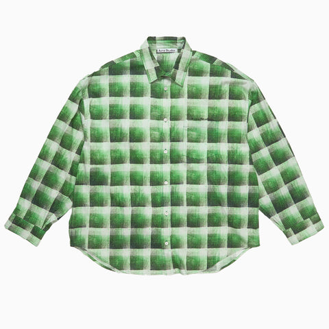 Acne Studios Check Button-Up Shirt Green