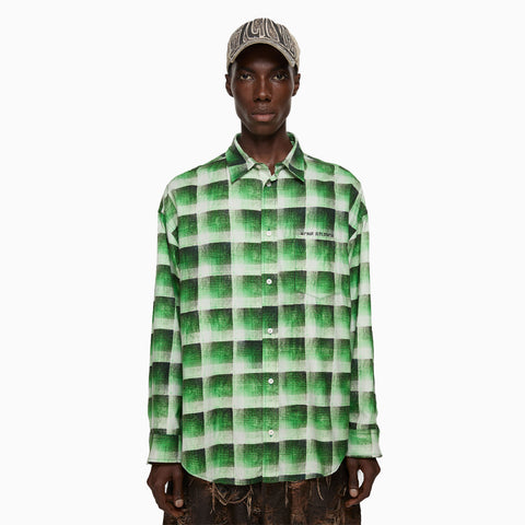 Acne Studios Check Button-Up Shirt Green