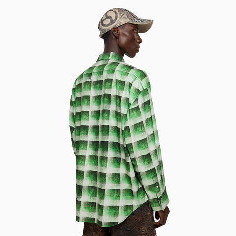 Acne Studios Check Button-Up Shirt Green