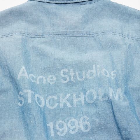 Acne Studios Button-Up Shirt Logo Stamp Mid blue