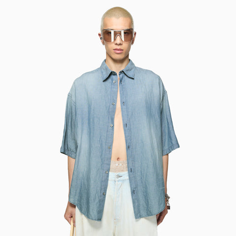 Acne Studios Button-Up Shirt Logo Stamp Mid blue