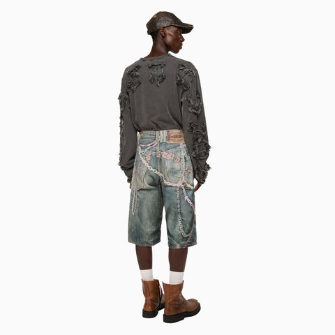 Acne Studios Denim Shorts Loose Fit Mid Blue