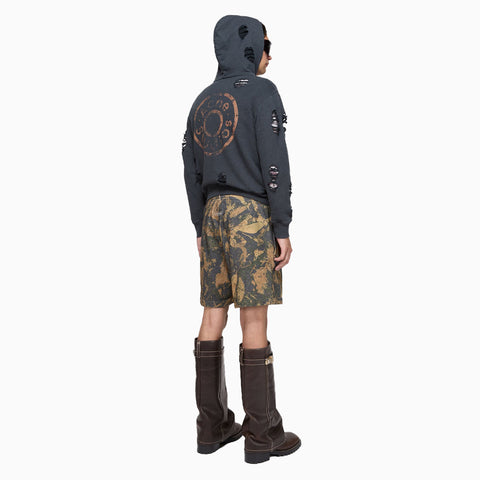 Acne Studios Printed Fleece Shorts Mud Brown Camo