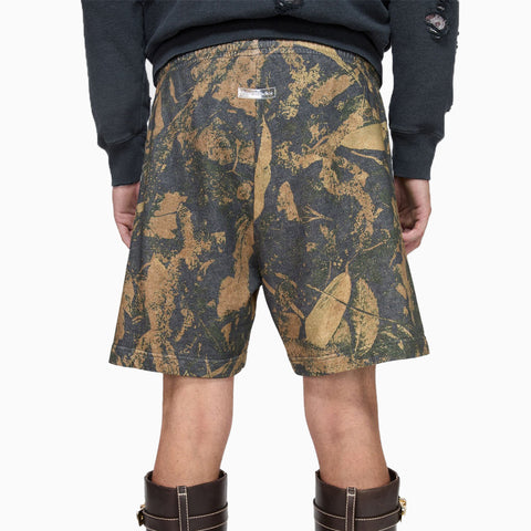 Acne Studios Printed Fleece Shorts Mud Brown Camo