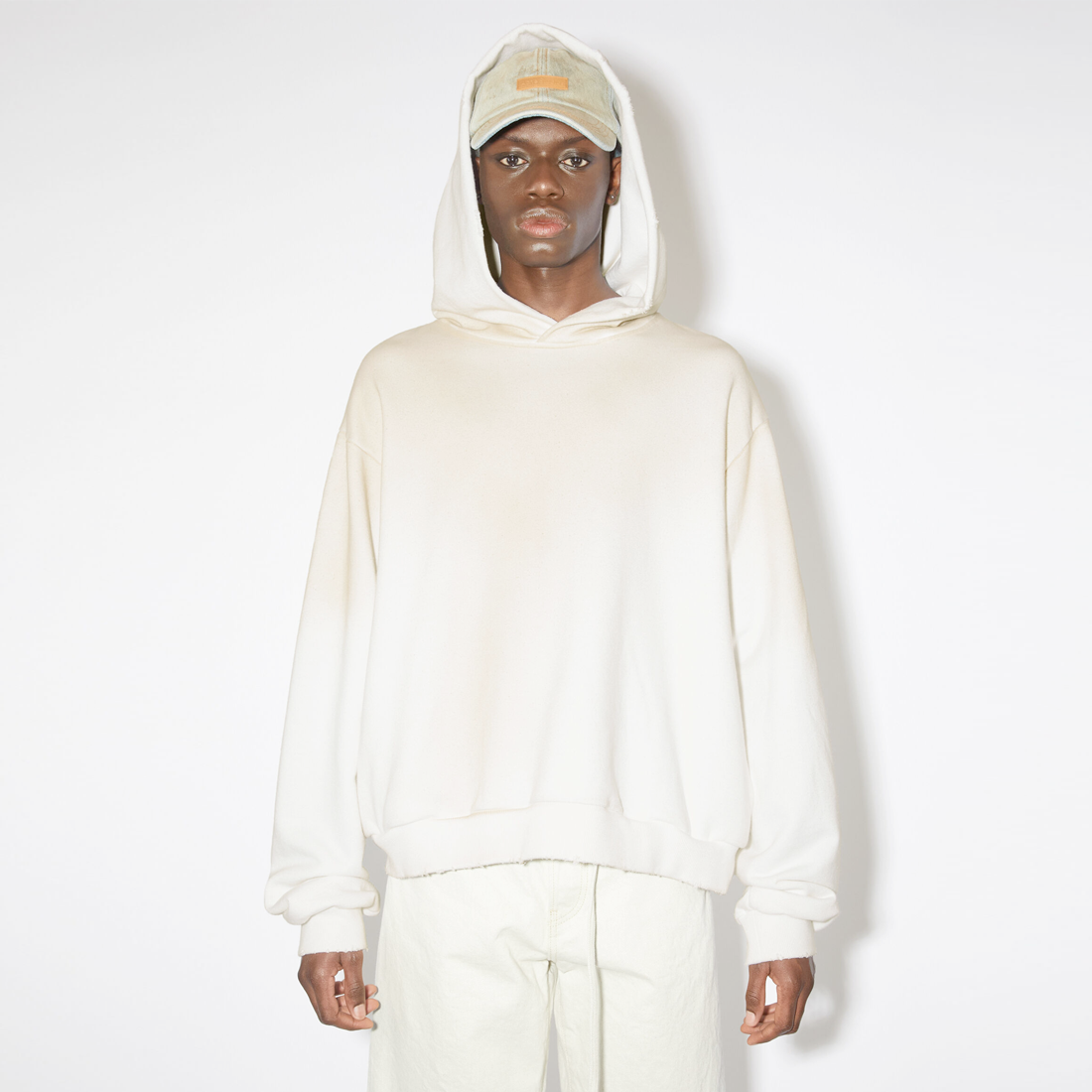 Acne Studios Logo Hooded Sweater Dusty White – 1290SQM Acne Studios Logo Hooded Sweater Dusty White – 1290SQM