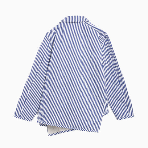 Comme des Garçons SHIRT x Lavenham Asymmetric Quilted Striped Jacket Blue