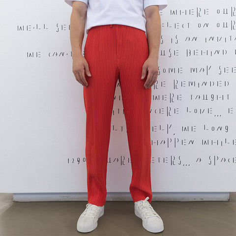 Homme Plissé Issey Miyake Pleats Bottoms 1 Trousers Salmon Red