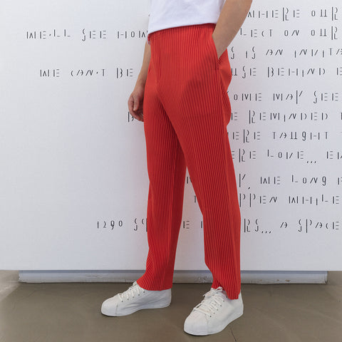 Homme Plissé Issey Miyake Pleats Bottoms 1 Trousers Salmon Red