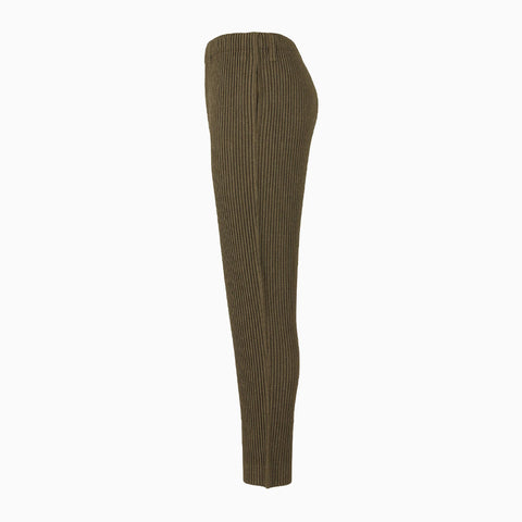 Homme Plissé Issey Miyake Wool Like Light Trousers Khaki