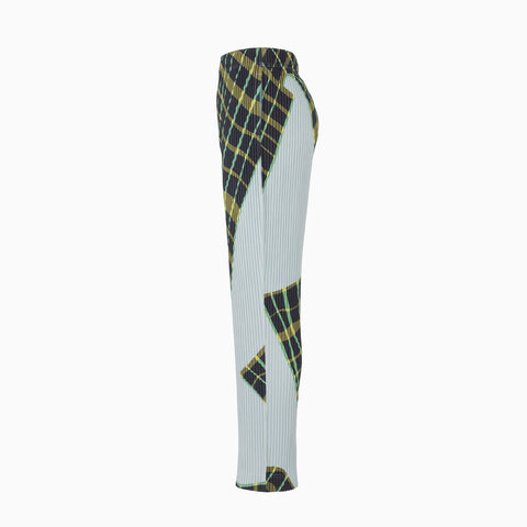 Homme Plissé Issey Miyake Windswept Plaid Trousers Blue Gray