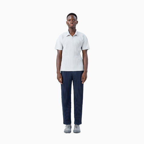 Homme Plissé Issey Miyake Basic Pleated Polo T-Shirt Black
