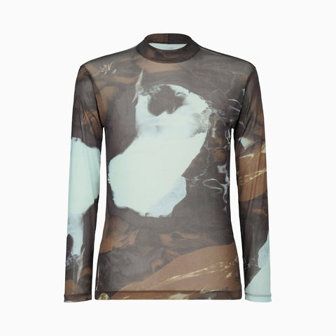 Homme Plissé Issey Miyake Agate Sheer Long Sleeve T-Shirt Brown
