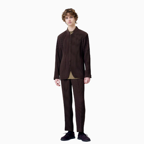 Homme Plissé Issey Miyake Tuxedo Pleats Jacket Khaki