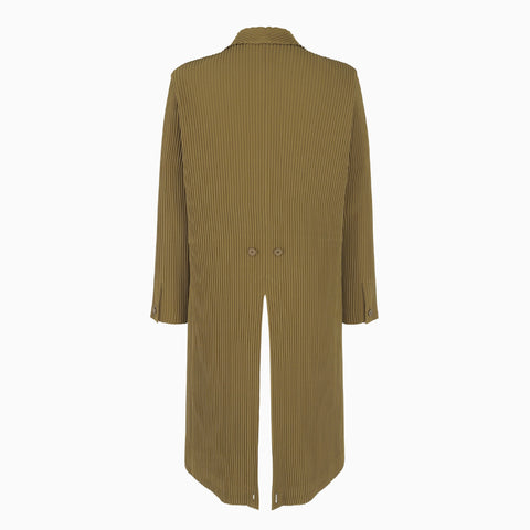 Homme Plissé Issey Miyake Tuxedo Pleats Tailcoat Jacket Khaki