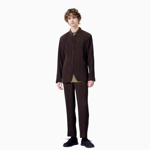 Homme Plissé Issey Miyake Tuxedo Pleats Trousers Khaki