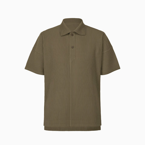 Homme Plissé Issey Miyake Monthly Colors June Polo T-Shirt Genova Metal Ochre